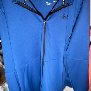 Under armor three XL blue light weight jacket with pockets zip up